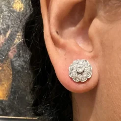 Boucles d'oreilles en grappe de diamants et de platine