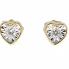 Boucles d'oreilles en or avec un diamant taille brillant en forme de cœur