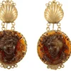 Boucles d'oreilles en or avec camées en écaille de tortue antiques