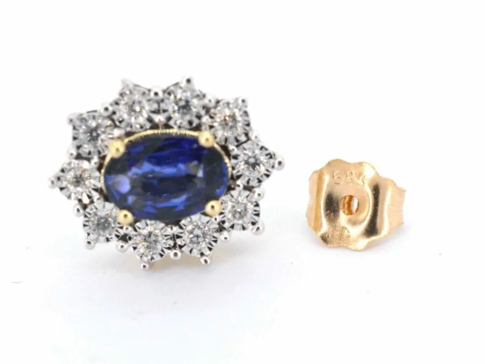 Boucles d'oreilles en or avec diamants et saphir