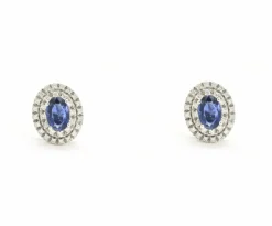 Boucles d'oreilles en or blanc avec saphirs et diamants