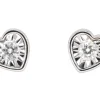 Boucles d'oreilles en or blanc avec un diamant taille brillant en forme de coeur
