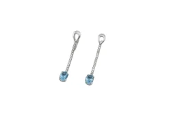 Boucles d'oreilles en or blanc avec diamants et aigue-marine