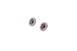 Boucles d'oreilles en or blanc avec rubis et diamants