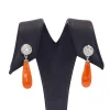Boucles d'oreilles en Or Blanc et Corail.