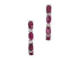 Boucles d'oreilles en or blanc avec diamants et rubis