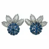 Boucles d'oreilles en or blanc, saphirs et diamants.