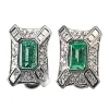 Boucles d'oreilles en or blanc, émeraudes colombiennes, diamants naturels