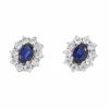 Boucles d'oreilles en or blanc avec diamants et saphir