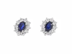 Boucles d'oreilles en or blanc avec diamants et saphir