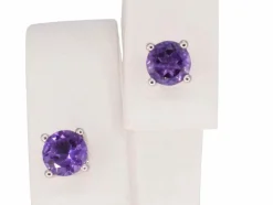 Boucles d'oreilles en or blanc avec améthyste
