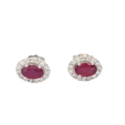 Boucles d'oreilles en or blanc avec diamants et rubis