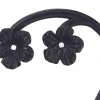 Boucles d'oreilles en or blanc 0,18 carat avec fleur précieuse noire et gros diamants