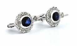 Boucles d'oreilles en or blanc avec saphirs et diamants