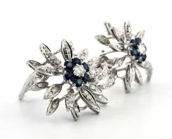 Boucles d'oreilles en or blanc avec saphirs et diamants