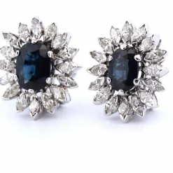 Boucles d'oreilles en or blanc saphirs diamants