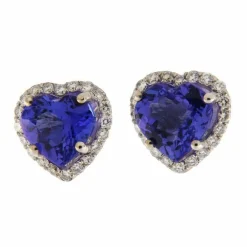 Boucles d'oreilles en or blanc avec tanzanites et diamants