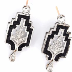 Boucles d'oreilles en or blanc et diamants '80