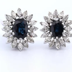 Boucles d'oreilles en or blanc saphirs diamants