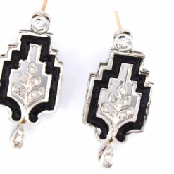 Boucles d'oreilles en or blanc et diamants '80