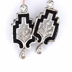 Boucles d'oreilles en or blanc et diamants '80