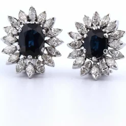 Boucles d'oreilles en or blanc saphirs diamants