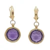 Boucles d'oreilles en or deux tons et améthystes