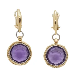 Boucles d'oreilles en or deux tons et améthystes