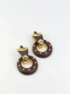 Boucles d’Oreilles en Or et Bois d’Amourette