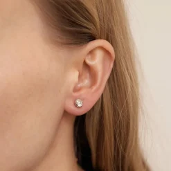 Boucles d'oreilles en or gris, diamants