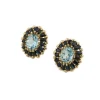 Boucles d'oreilles en or jaune avec saphirs et aigue-marine