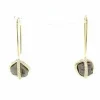 Boucles d'Oreilles en Or Jaune 18kt avec Diamants bruts et Brillants