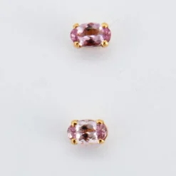Boucles d'oreilles en or jaune & saphir rose