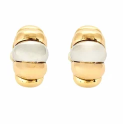 Boucles d'oreilles en or jaune et gris godronnés
