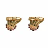 Boucles d'oreilles en or jaune et rubis de synthèse