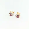 Boucles d'oreilles en or jaune rubis et diamants