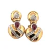 Boucles d'oreilles en or jaune et blanc avec diamants et rubis