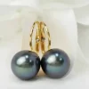 Boucles d'oreilles en or jaune et perles de Tahiti