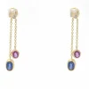 Boucles d'oreilles en or jaune avec saphirs et rubis
