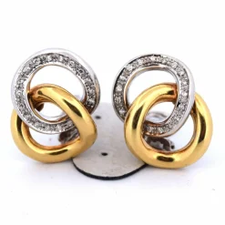 BOUCLES D'OREILLES EN OR JAUNE ET BLANC 18 KT - 17 g