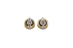 Boucles d'oreilles en or jaune et or blanc avec diamants