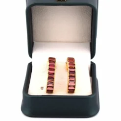 Boucles d'oreilles en or jaune tourmalines '80