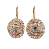 Boucles d'oreilles en or jaune avec couronne de diamants taille rose