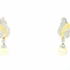 Boucles d'oreilles en or jaune et blanc avec perles et diamants