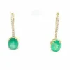 Boucles d'oreilles en or jaune avec émeraude et diamant