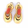 BOUCLES D'OREILLES EN OR JAUNE 18 KT - 15 g - CORAIL - signées ''IL GIOIELLO''