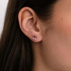 Boucles d'oreilles en or jaune & saphir rose