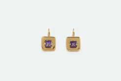 Boucles d'oreilles en or jaune avec améthystes