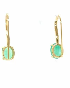 Boucles d'oreilles en or jaune avec émeraude et diamant