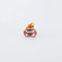 Boucles d'oreilles en or jaune & saphir rose